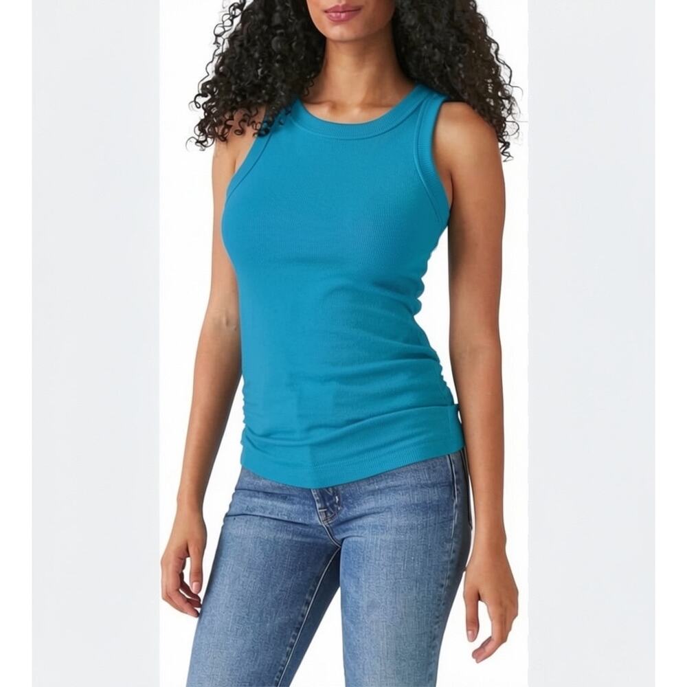 Michael Stars Ruched Scoop Neck Tank Pacific Blue M NWT USA
